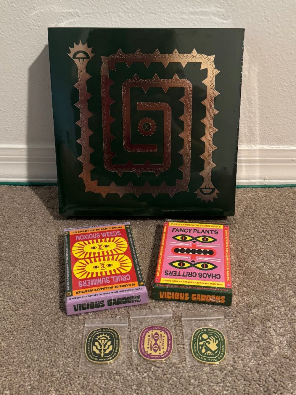 Vicious Gardens Board Game Plus Two Expansion Packs and Metal Tokens Kickstarter